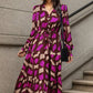 Printed Tied Pocketed Lantern Sleeve Dress