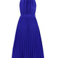Pleated Spaghetti Strap Tie Waist Midi Dress
