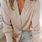 Lapel Collar Buttoned Puff Sleeve Shirt