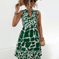 Printed Notched Sleeveless Tiered Dress