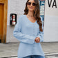 Full Size V-Neck Rib-Knit Top