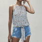 GeometricFashion Leopard Floral Halter Tie Front Top