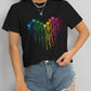 Heart Round Neck Short Sleeve T-Shirt