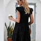 Ruffled Round Neck Cap Sleeve Mini Dress
