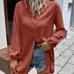 Notched Neck Balloon Sleeve Shirt