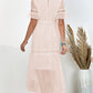Women's Full Size Swiss Dot V-Neck Short Sleeve Midi Dress