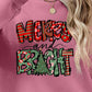 Christmas Themed MERRY AND BRIGHT Long Sleeve Sweatshirt