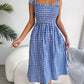Frill Plaid Square Neck Midi Dress