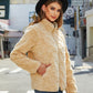 Full Size Fuzzy Checkered Zip Up Jacket