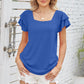 Full Size Square Neck Flutter Sleeve Top