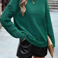 Cable-Knit Round Neck Drop Shoulder Sweater