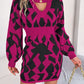 Hannah Contrast Round Neck Cutout Long Sleeve Mini Sweater Dress