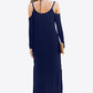 Women's Full Size Valencia Cold-Shoulder Split Dress with Pockets