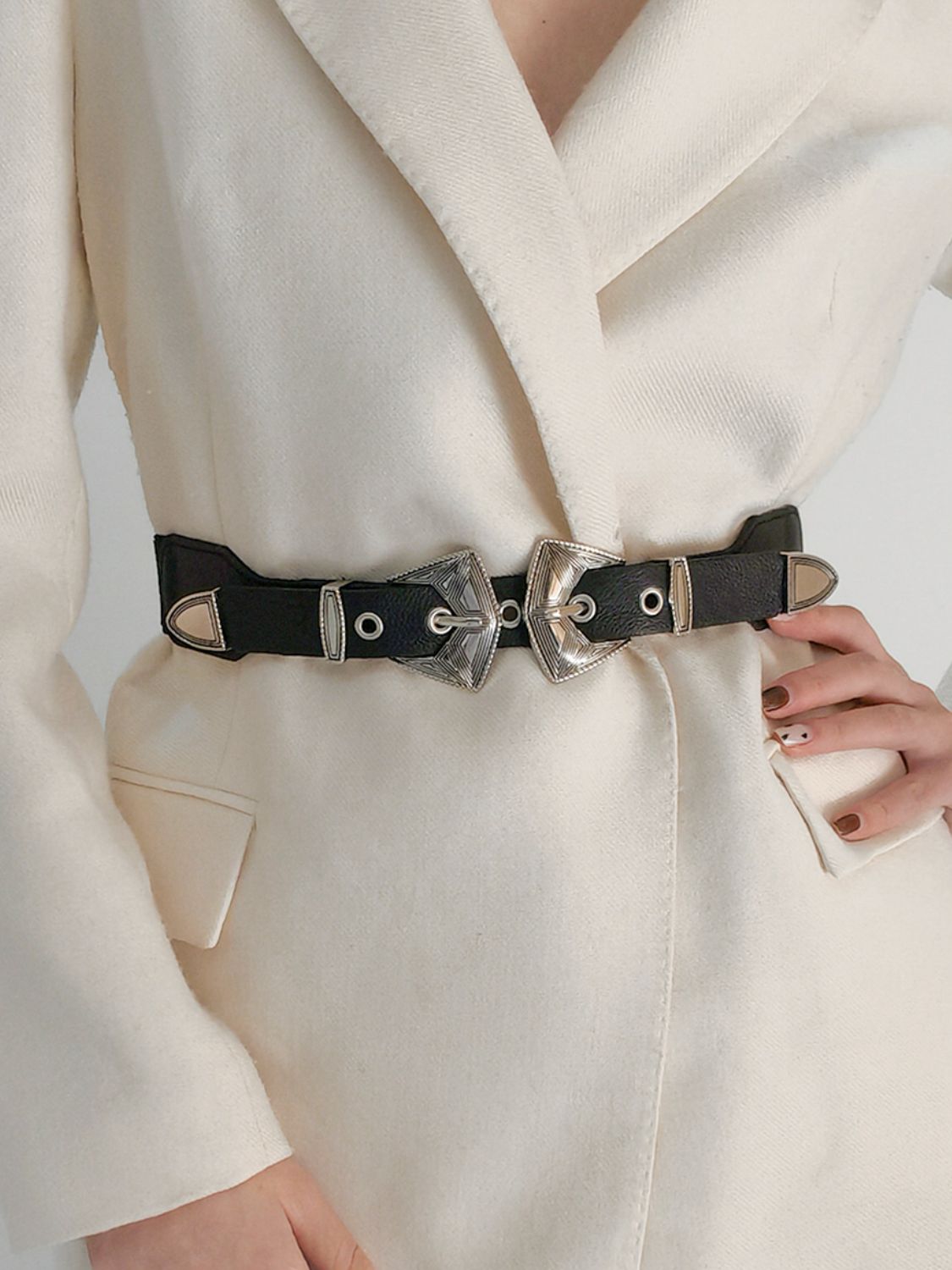 Jessica Anne Beauty Double Buckle PU Leather Belt