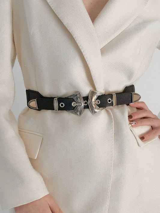 Jessica Anne Beauty Double Buckle PU Leather Belt