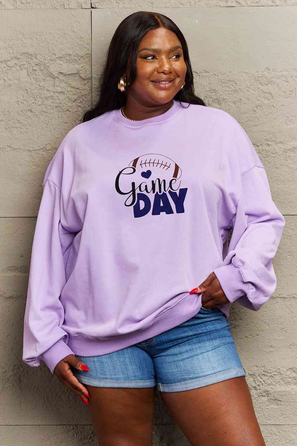 Simply Love Full Size Drop Shoulder GAME DAY Graphic Sweatshirt