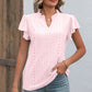 Eyelet Notched Flutter Sleeve T-Shirt