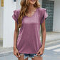 Full Size V-Neck Flutter Sleeve T-Shirt