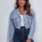Collared Neck Dropped Shoulder Buttoned Jacket