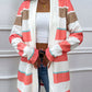 Striped Open Front Longline Cardigan