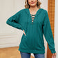 Full Size Lace-Up Long Sleeve Hoodie