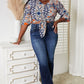 Double Take Tie Hem V-Neck Three-Quarter Sleeve Blouse