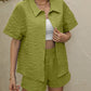 Collared Neck Short Sleeve Top and Shorts Set