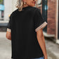 Openwork V-Neck Short Sleeve T-Shirt