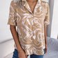 SoBeautiful Printed Lapel Collar Shirt