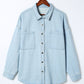 Plus Size Snap Down Pocketed Denim Jacket