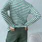 Round Neck Striped Dropped Shoulder T-Shirt