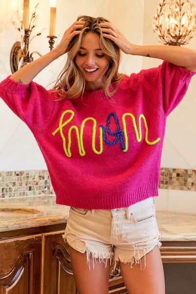 BiBi MOM Contrast Round Neck Sweater  *