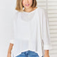 Zenana Full Size Waffle Knit V-Neck Long Sleeve Slit Top - Brand Zenana