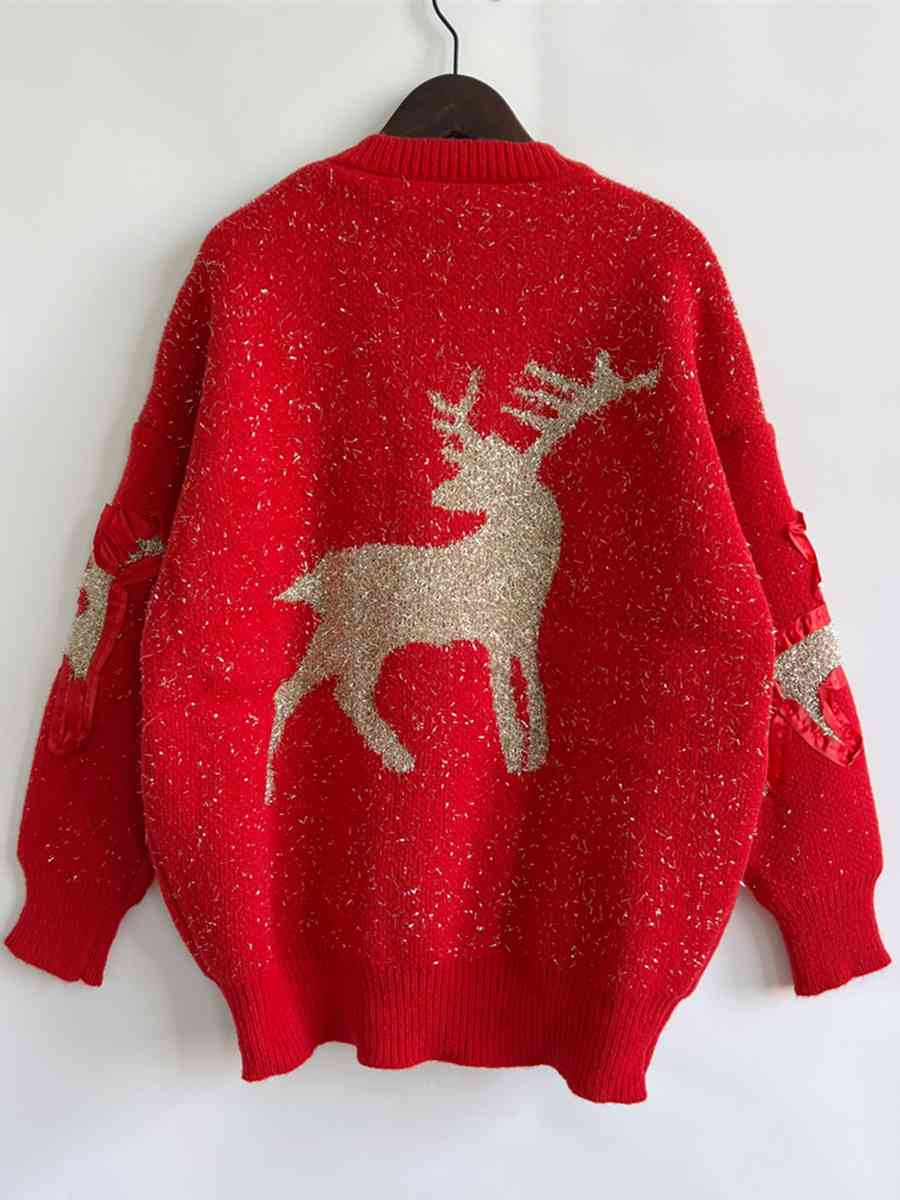 Christmas Reindeer Round Neck Long Sleeve Sweater