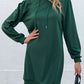 Women's Drawstring Puff Sleeve Hooded Dress
