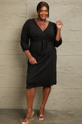 Culture Code Full Size Surplice Flare Ruching Dress *