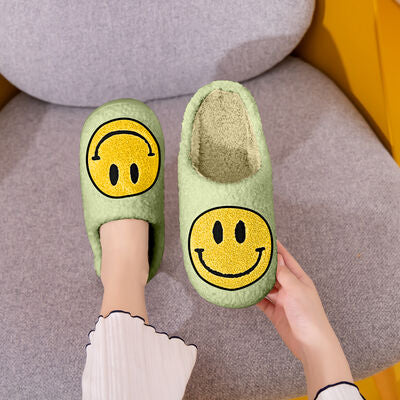 Melody Smiley Face Mint Yellow Slippers