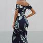 Women's Full Size Printed Off-Shoulder Split Dress