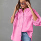 Full Size Dropped Shoulder Raw Hem Jacket