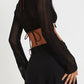 Openwork Tied Dropped Shoulder Cardigan