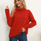 Slit Turtleneck Dropped Shoulder Sweater