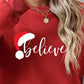 Christmas BELIEVE Graphic Long Sleeve Sweatshirt