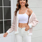 Sophia & Grace Button-Down Stripe & Plaid Contrast Pattern Cardigan