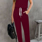 Drawstring Round Neck Sleeveless Jumpsuit