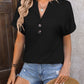 Notched Buttoned Short Sleeve T-Shirt