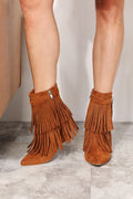 Legend Women's Tassel Wedge Heel Ochre Ankle Boots *