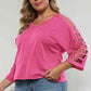 3/4 Sleeve Cutout Detail Top