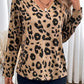 Leopard V-Neck Dropped Shoulder Blouse