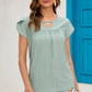 Eyelet Round Neck Short Sleeve T-Shirt