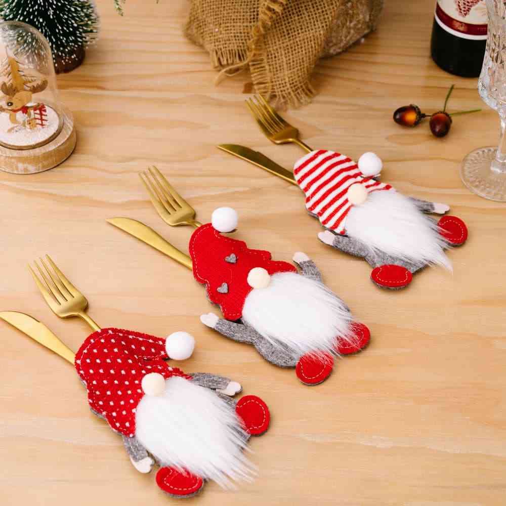 Christmas 3-Piece Faceless Gnome Cutlery Holders